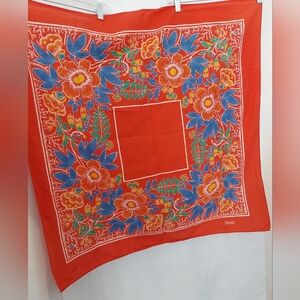 Vintage Souleiado Oversized Floral Red Scarf